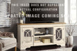 Signature Design Chipped White 74" TV Stand with Electric Fireplace