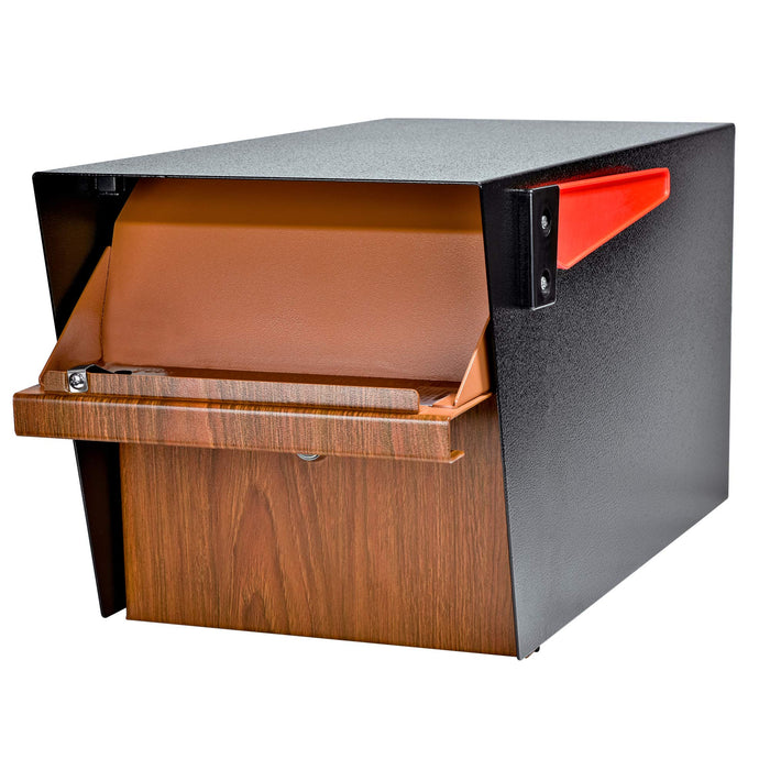 Mail Boss Curbside, Wood Grain 7510 Mail Manager Locking Security Mailbox, Steel, Black - new