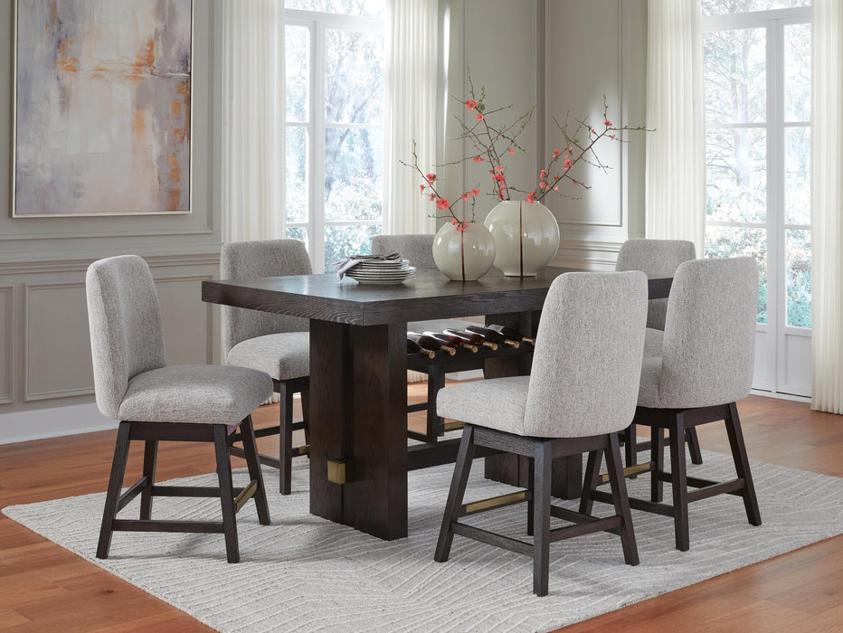 Burkhaus Dark Brown Burkhaus Counter Height Dining Table and 6 Barstools