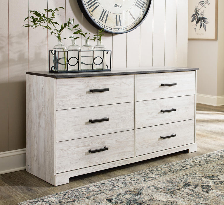 Shawburn Whitewash/Charcoal Gray Six Drawer Dresser