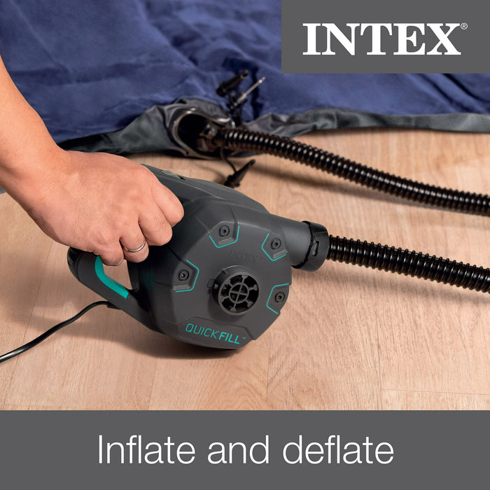 Intex Premium Quick-Fill 120V AC Electric Air Pump for Air Mattress & Inflatables, 3 Nozzles - Gray/Green - new