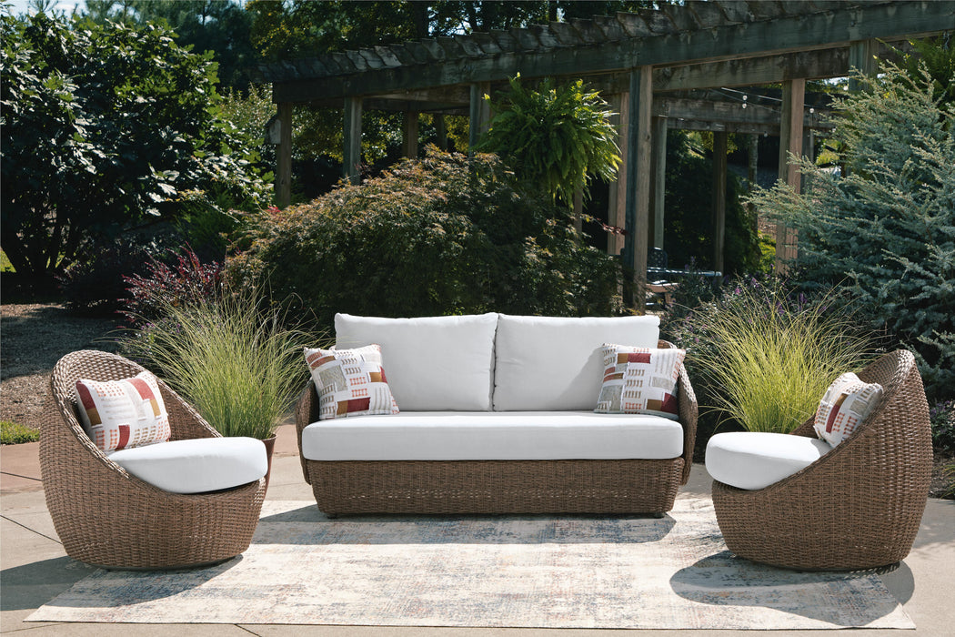 Cardiff Beach Beige Love/Swivel Chairs Set (3/CN)