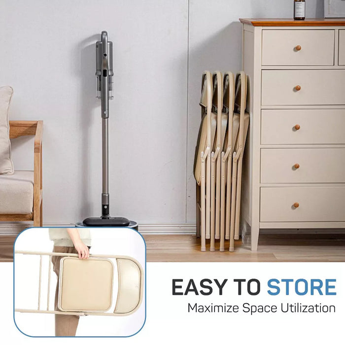 Set of 2 MyDepot Folding Chair with Leather Cushions and Sturdy Metal, for Indoor and Outdoor - new