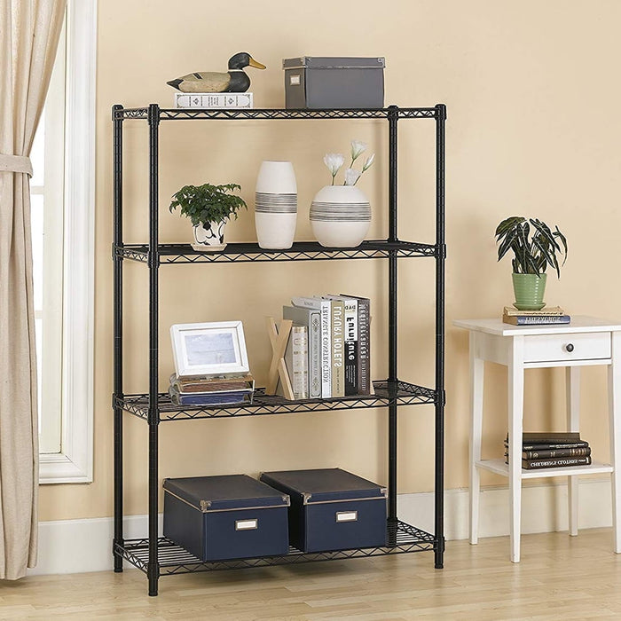 BestOffice 4 Shelf Wire Shelving Unit Garage NSF Wire Shelf Metal Storage Shelves Heavy Duty Height Adjustable for 1000 lbs Capacity Black - new