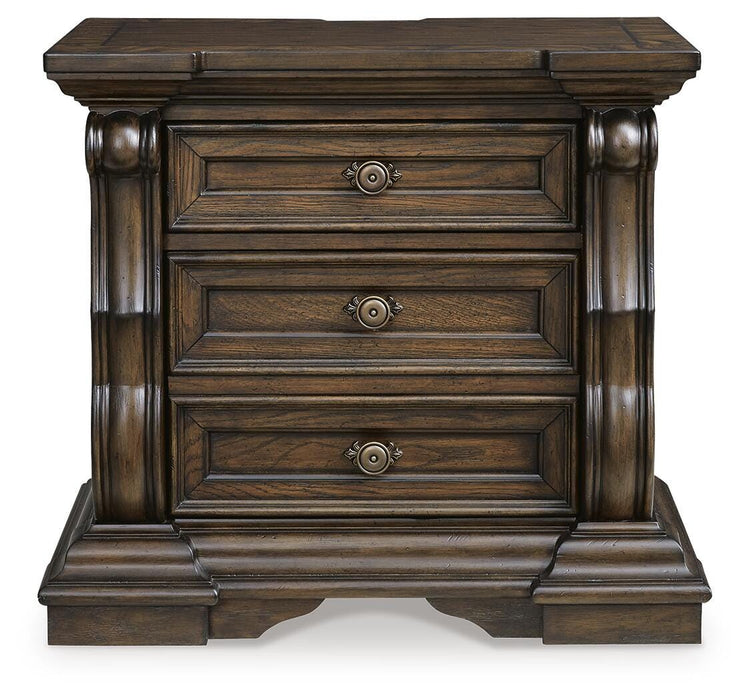 Maylee Dark Brown Three Drawer Night Stand