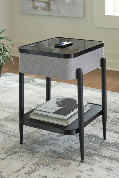 Jorvalee Gray/Black Accent Table with Speaker