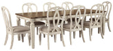 Realyn Chipped White Realyn Dining Table and 8 Chairs