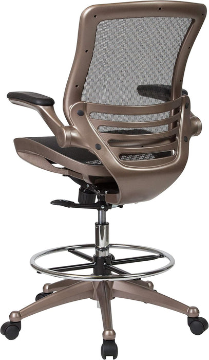 Flash Furniture Waylon Mid-Back Swivel Office Chair with Adjustable Foot Ring and Seat Height, Ergonomic Mesh Chair with Armrests, Black/Gold - open_box