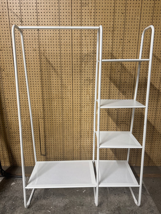 White Metal Garment Rack with Metal Mesh Shelves 39.60 in. L x 16.10 in. W x 59.80 in. H - new