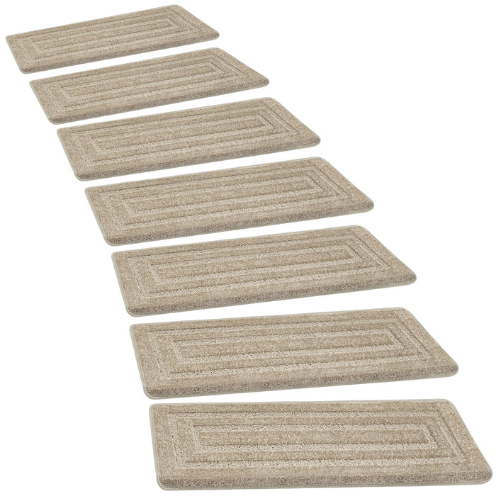 Bullnose Carpet Stair Treads Set Non-Slip Indoor Pet Friendly 9.5" x 30"x1.2" 14 pc Cream - new