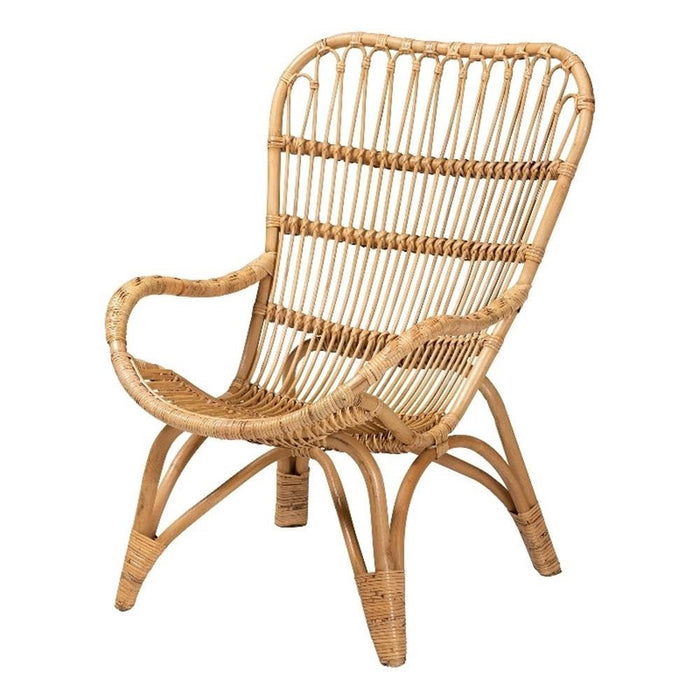 Baxton Studio Earvin Modern Bohemian Natural Brown Rattan Armchair - open_box