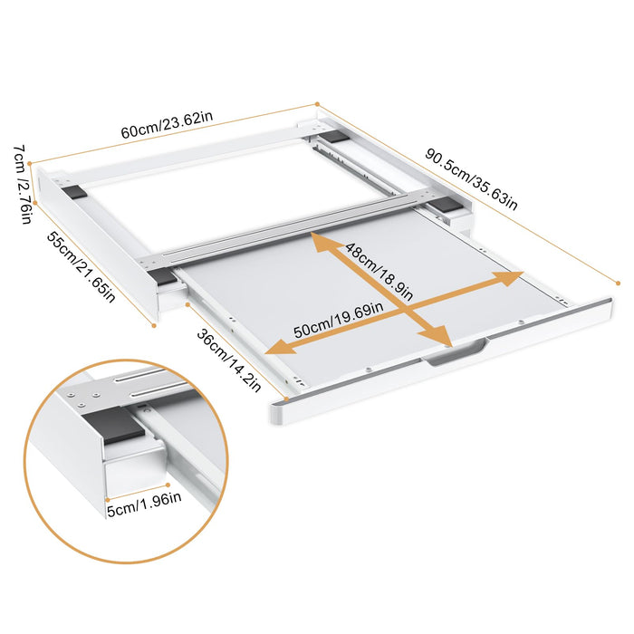 SEISSO Washer Dryer Stacking Kit, 23.5" Stacking Kit for Washing Machine & Dryer, Stainless Steel Laundry Stacking Kit with Fix Belt and Rubber Mats Fit for Front Load Washer and Dryer Combo