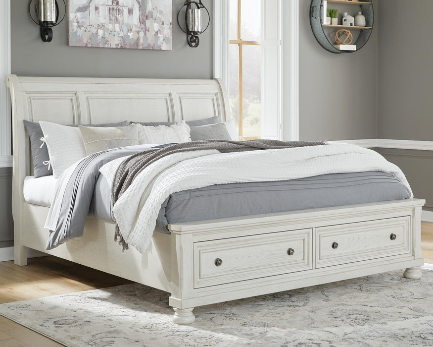 Robbinsdale Antique White Robbinsdale King Sleigh Bed with Storage