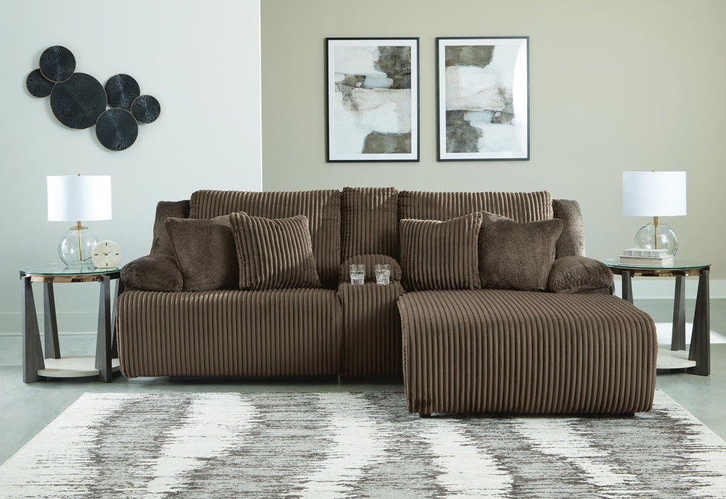Top Tier Chocolate Top Tier 3-Piece Reclining Sectional Sofa with Chaise
