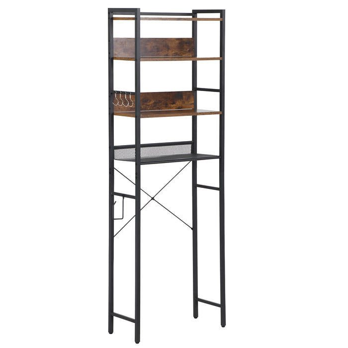 HomGarden 4-Tier over the Toilet Bathroom Storage Rack Adult Organizer Space Saver Rustic Dark Brown - new
