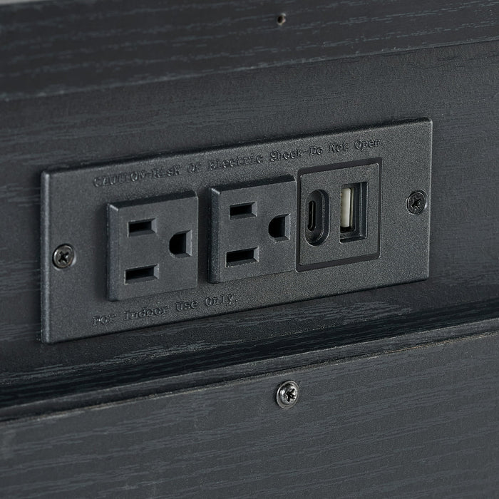 Better Homes & Gardens Lillian Fluted 2-Drawer Nightstand with USB, Black Wood Finish - new