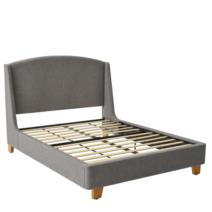Better Homes & Gardens Windsor Platform Bed with Wingback Headboard, Queen, Gray Boucle - new