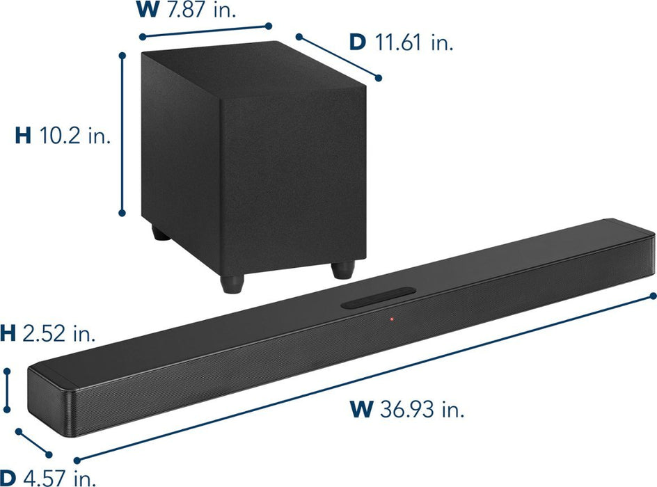 Insignia™ - 2.1-Channel Soundbar with Wireless Subwoofer - Black - new