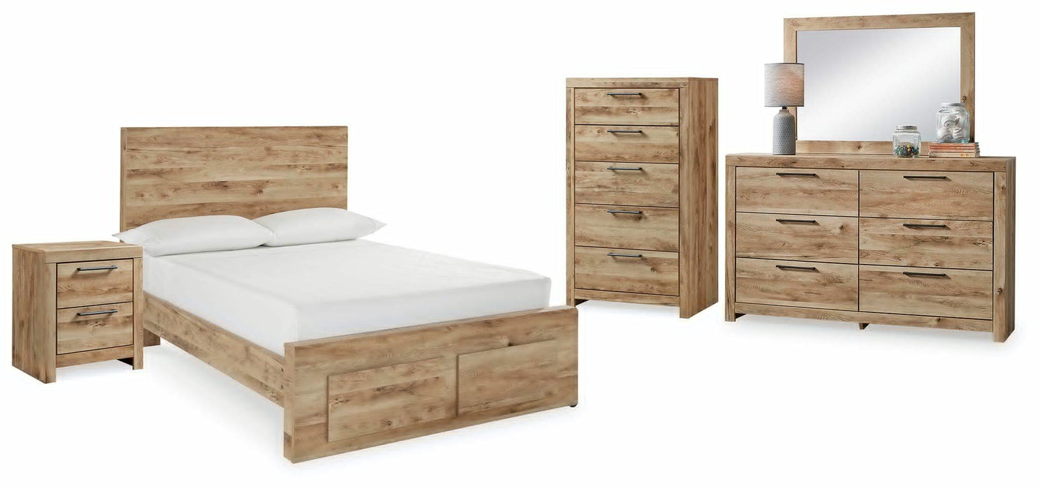 Hyanna Tan Brown Hyanna Full Panel Storage Bed, Dresser, Mirror, Chest and Nightstand - Brand New