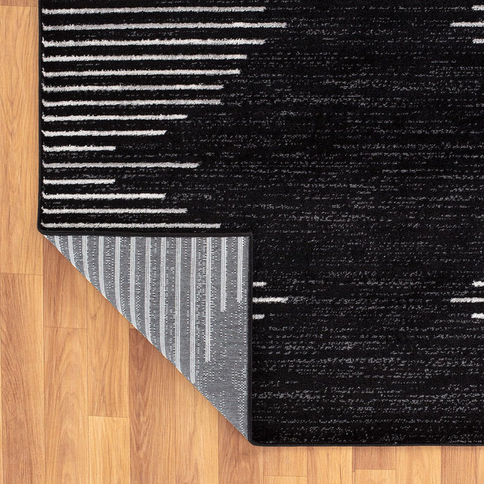 Rugshop Bohemian Stripe Stain Resistant High Traffic Living Room Kitchen Bedroom Dining Home Office Area Rug 2' x 3' Black - new