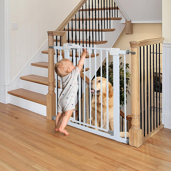 Babelio Baby Gate for Doorways and Stairs, 26''-40'' Auto Close Dog/Puppy Gate, Easy Install, Pressure Mounted, No Drilling, fits for Narrow and Wide Doorways, Safety Gate w/Door for Child a
