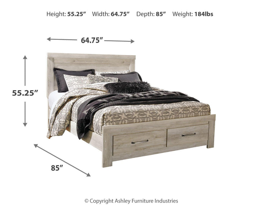 Bellaby Whitewash Bellaby Queen Platform Bed with 2 Storage Drawers