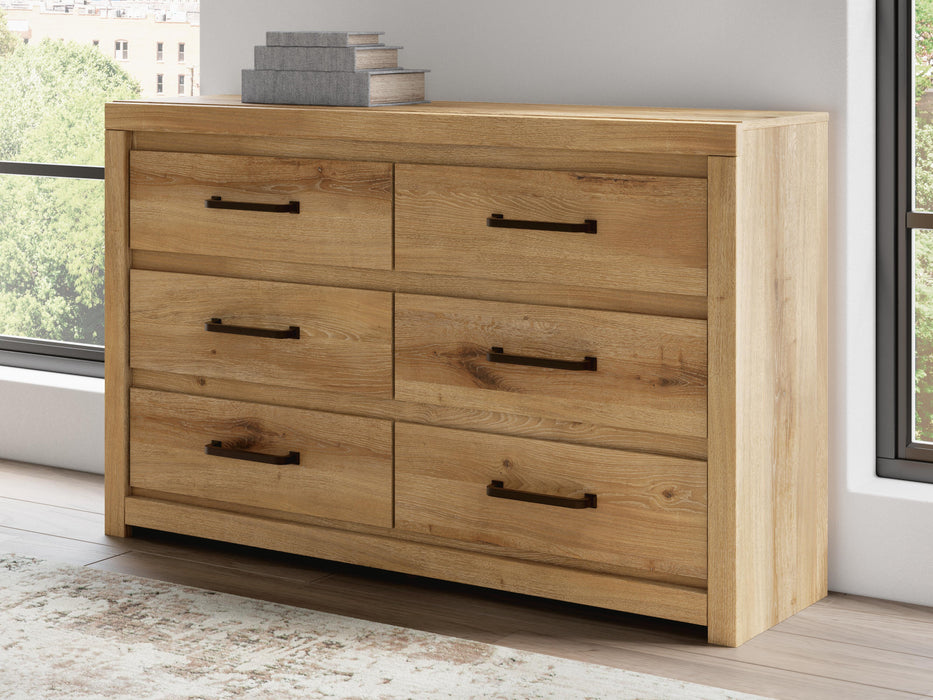 Brozmont Tan Six Drawer Dresser
