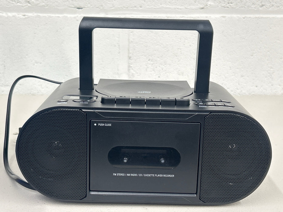 onn. Portable Bluetooth CD/Cassette Boombox with AM/FM Radio, Black - new