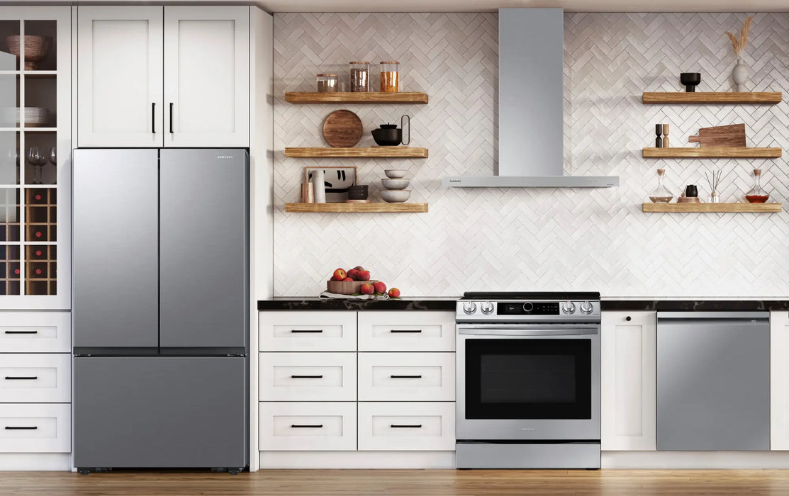 Samsung - 27 cu. ft. 3-Door French Door Counter Depth Smart Refrigerator with Dual Auto Ice Maker - Fingerprint Resistant Stainless Look - new