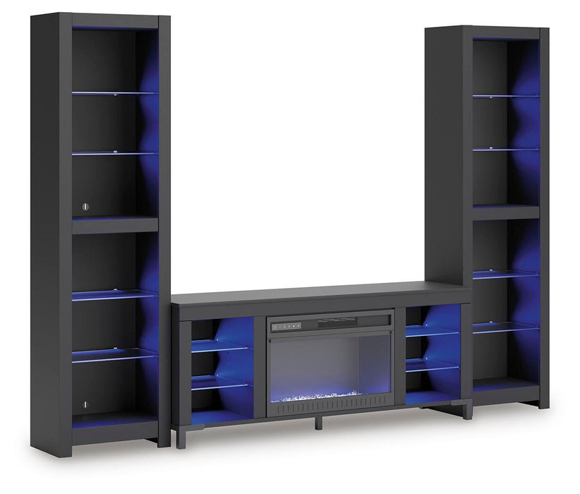 Cayberry Black Cayberry 3-Piece Entertainment Center with Electric Fireplace