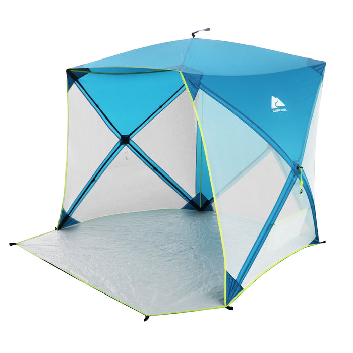 Ozark Trail 82" x 70" Pop Up Beach Shelter, with UPF50+ Protection, Blue - new