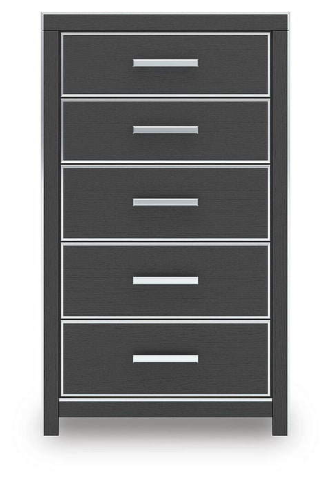 Birmonton Black Five Drawer Chest