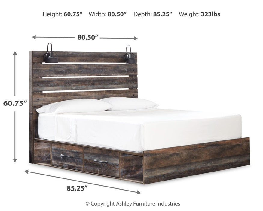 Drystan Multi Drystan King Panel Bed with 4 Storage Drawers