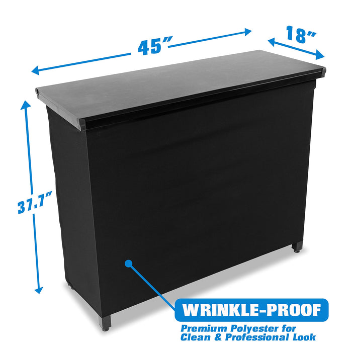 GoBar PRO Commercial Grade Portable Bar Table - Mobile Bartender Station for Events - Includes Black Skirt and Carry Case - Standard or LED, 45 x 18 x 38 - new