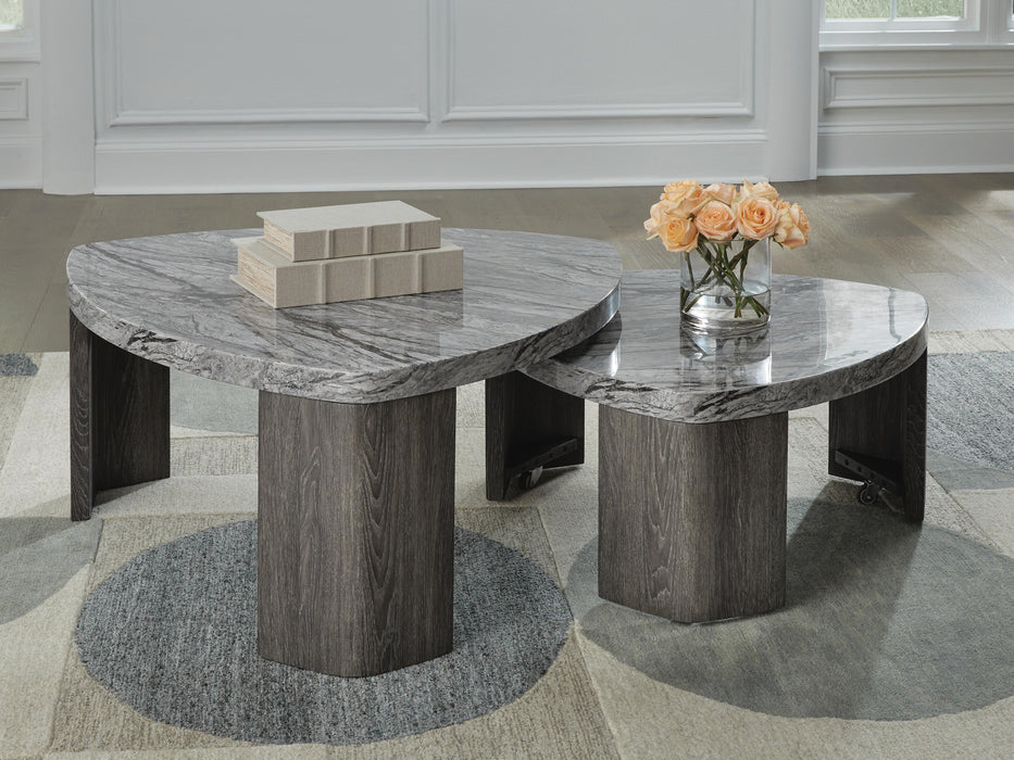 Surmour Gray/Brown Stacked Cocktail Table