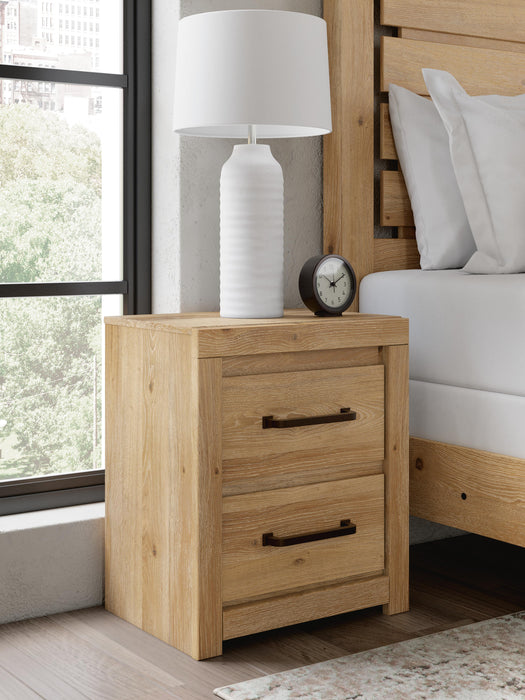Brozmont Tan Two Drawer Night Stand