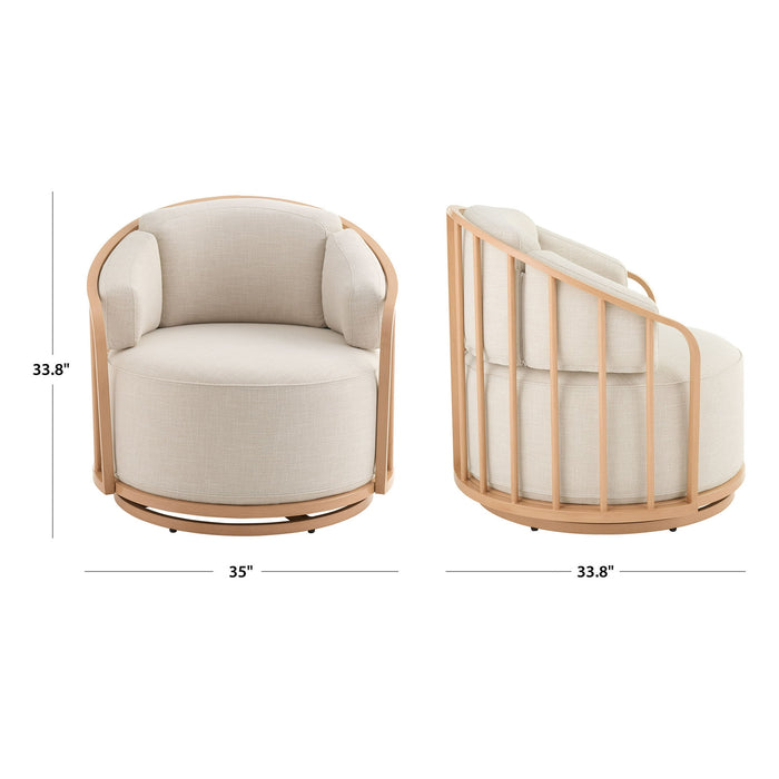 Better Homes & Gardens Lillian Swivel Birdcage Chair, Cream Linen - use_like_new