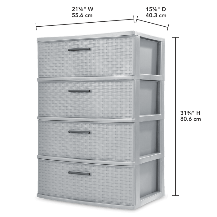 Sterilite 4 Drawer Wide Weave Tower Cement - new