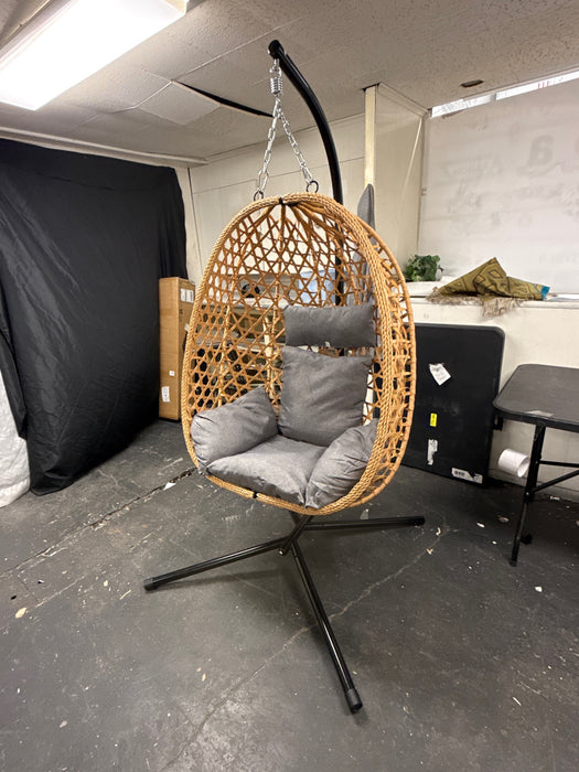 Egg Chair with Stand, Patio Wicker Bifanuo Hanging Chair, Hammock Swing Chair, 350LBS Capacity for Bedroom, Balcony, Garden - new