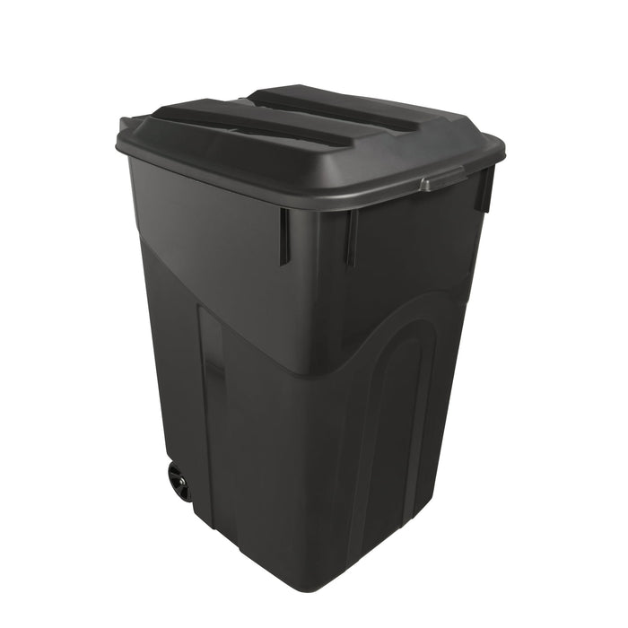 Hyper Tough 45 Gallon Wheeled Heavy Duty Plastic Garbage Can, Attached Lid, Black - new