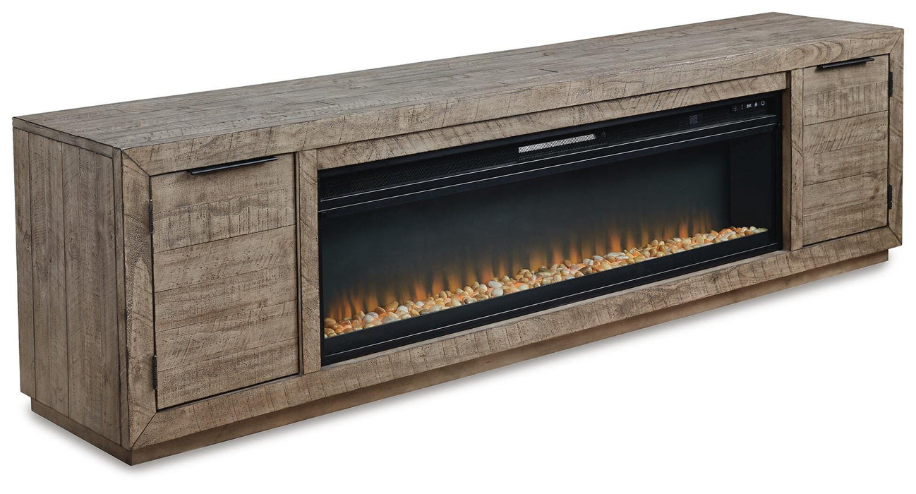 Krystanza Weathered Gray Krystanza TV Stand with Electric Fireplace