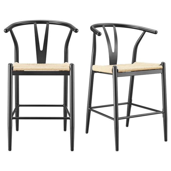 Better Homes & Gardens Springwood Wishbone Metal Counter Bar Stool, 4 Pack, Black Color for Indoor - open_box