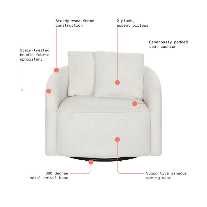 Beautiful Drew Kids Accent Chair by Drew Barrymore, Cream Boucl Fabric - new