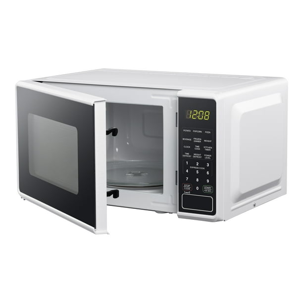 Mainstays 0.7 Cu ft Countertop Microwave Oven, 700 Watts, White, New - open_box