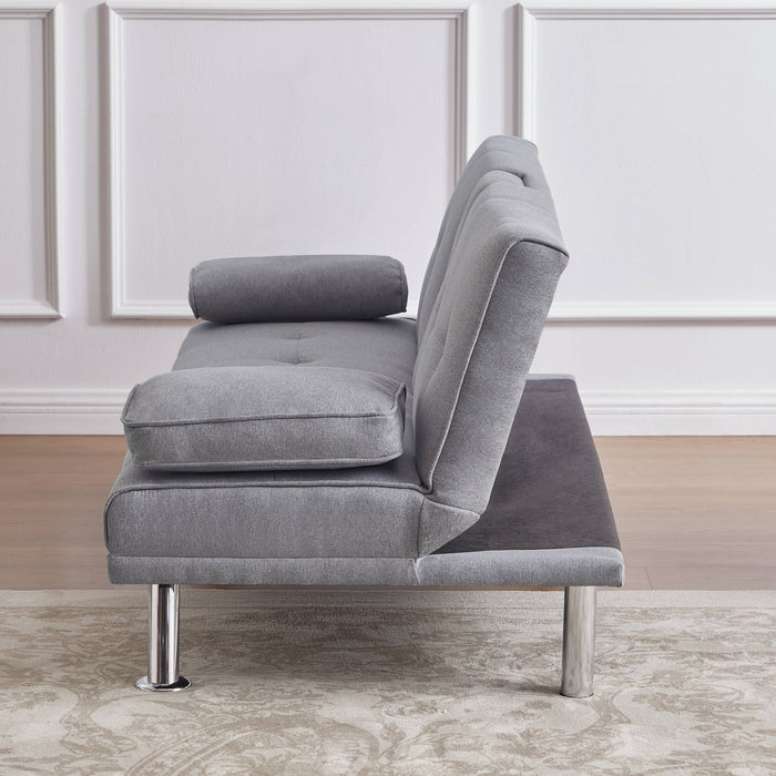 GJQ Convertible Futon Sofa Bed, Modern Folding Sofa Couch for Living Room Adult(Linen,Light Grey) - new
