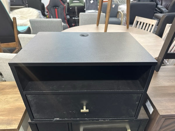 1 Piece Prepack Floating Shelf Side Table with Drawer and Brushed Brass Knobs, Modern Floating Nightstand 15" D x 22.5" W x 14.5" H, Black, BRBW-1402-2M - open_box