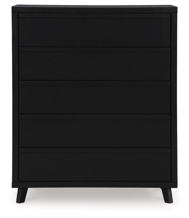Danziar Black Five Drawer Wide Chest