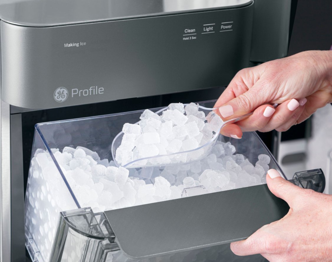 GE Profile - Opal 2.0 38-lb. Portable Ice maker with Nugget Ice Production, Side Tank, and Built-in WiFi - Stainless Steel - display_model