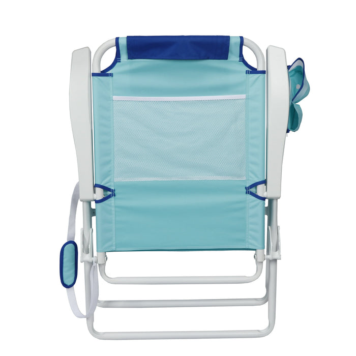 Mainstays Reclining 4-Position Oversized Beach Chair, Teal Blue - open_box