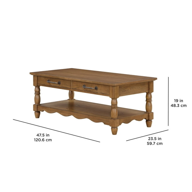 The Pioneer Woman Helen Coffee Table Made With Solid Wood Frame, Heirloom Brown - new